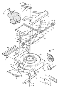 Mower Housing Assembly Diagram and Parts List for 22638X99A 1996 Briggs and Stratton Lawn Mower